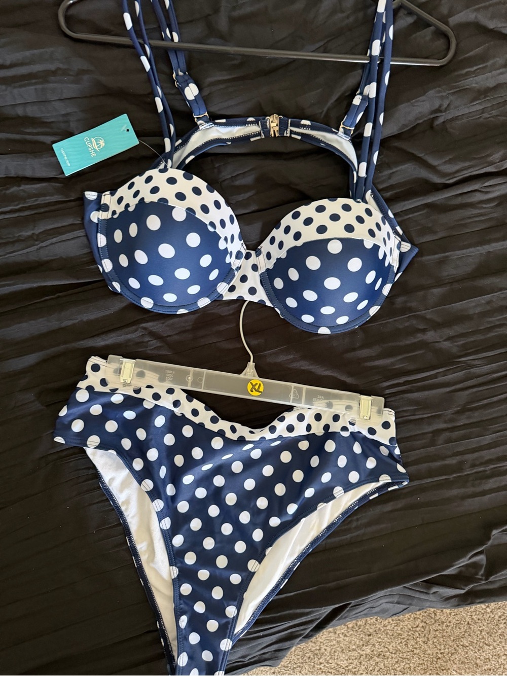 Cupshe Navy & White Polka Dot Bikini Set
